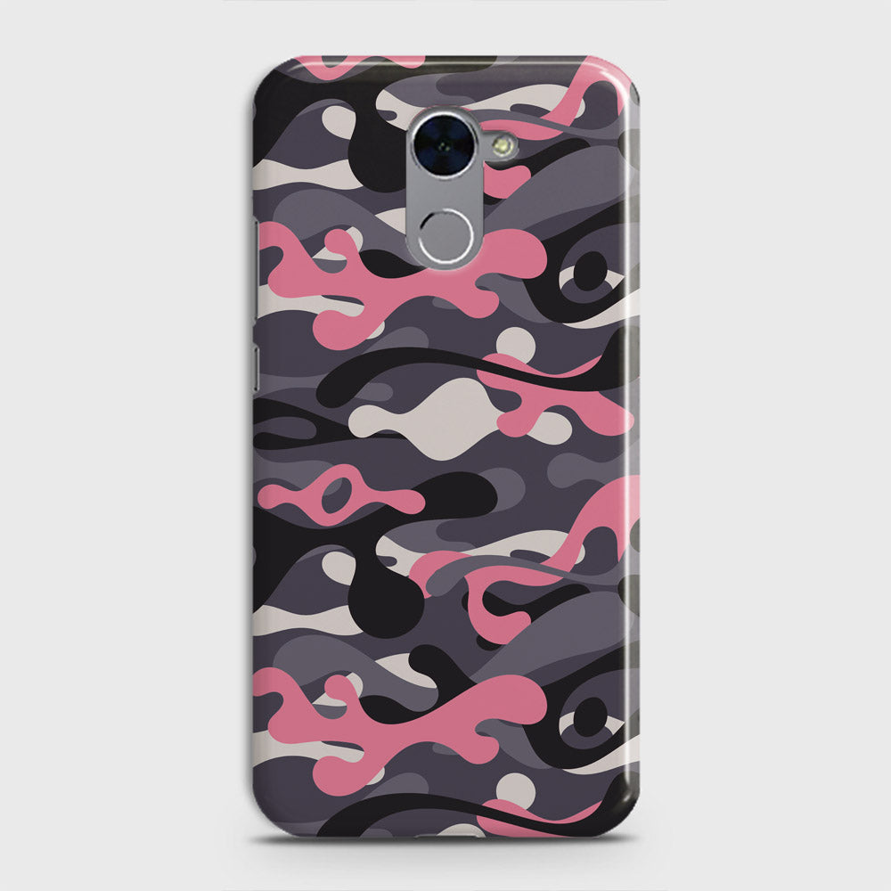 Huawei Y7 Prime  Cover - Camo Series - Pink & Grey Design - Matte Finish - Snap On Hard Case with LifeTime Colors Guarantee