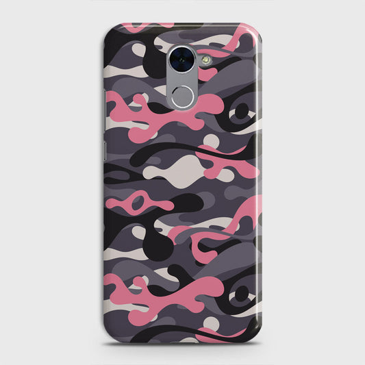 Huawei Y7 Prime  Cover - Camo Series - Pink & Grey Design - Matte Finish - Snap On Hard Case with LifeTime Colors Guarantee