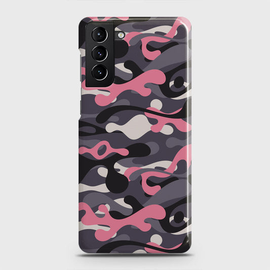 Samsung Galaxy S21 Plus 5G Cover - Camo Series - Pink & Grey Design - Matte Finish - Snap On Hard Case with LifeTime Colors Guarantee