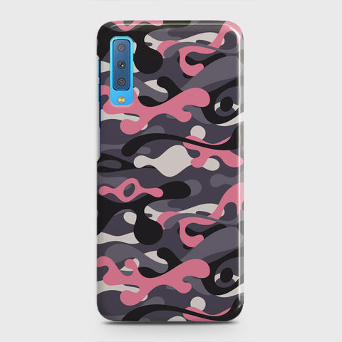 Samsung Galaxy A7 2018 Cover - Camo Series - Pink & Grey Design - Matte Finish - Snap On Hard Case with LifeTime Colors Guarantee
