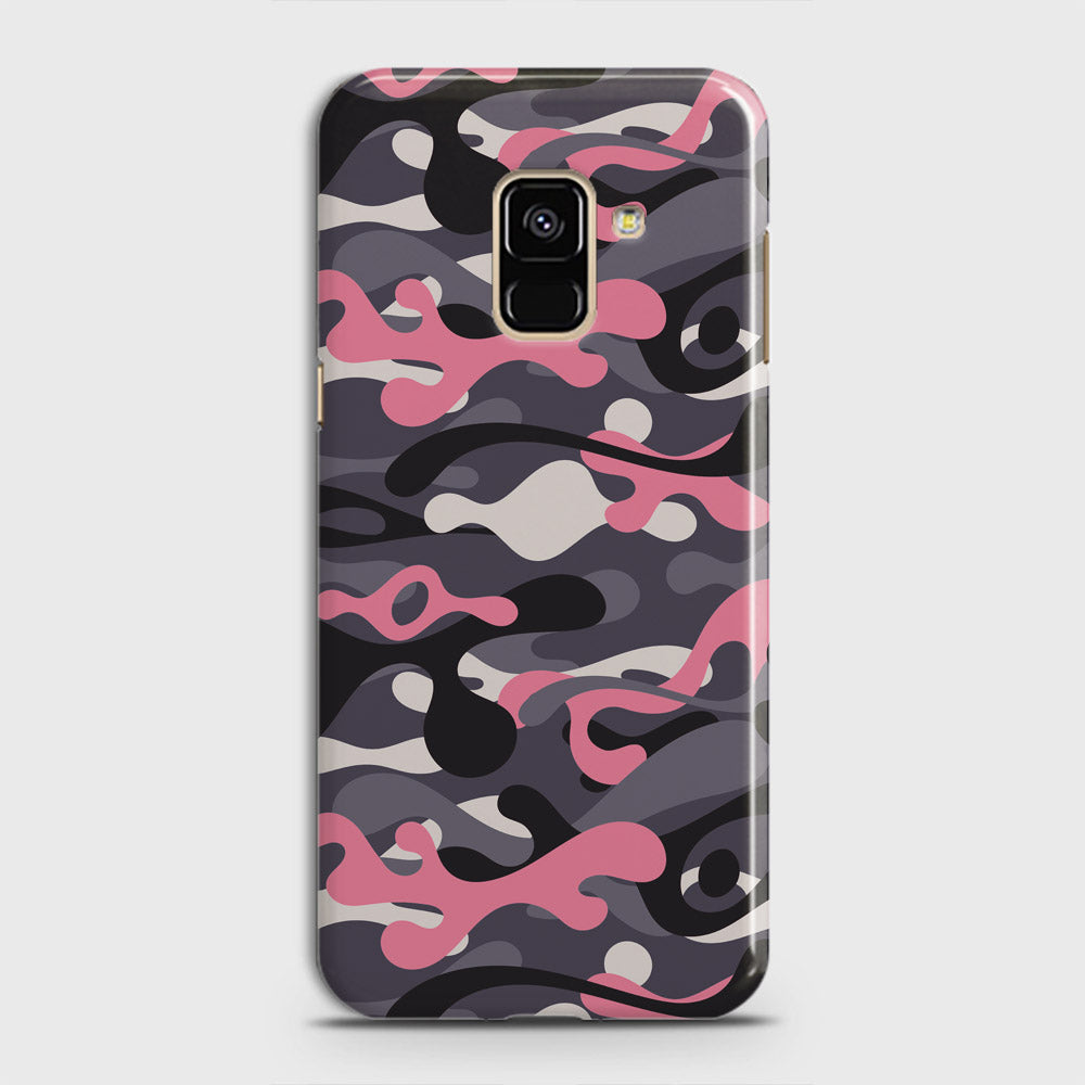Samsung Galaxy A8 2018 Cover - Camo Series - Pink & Grey Design - Matte Finish - Snap On Hard Case with LifeTime Colors Guarantee