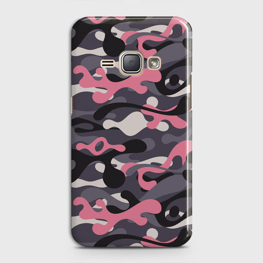 Samsung Galaxy J1 2016 / J120 Cover - Camo Series - Pink & Grey Design - Matte Finish - Snap On Hard Case with LifeTime Colors Guarantee