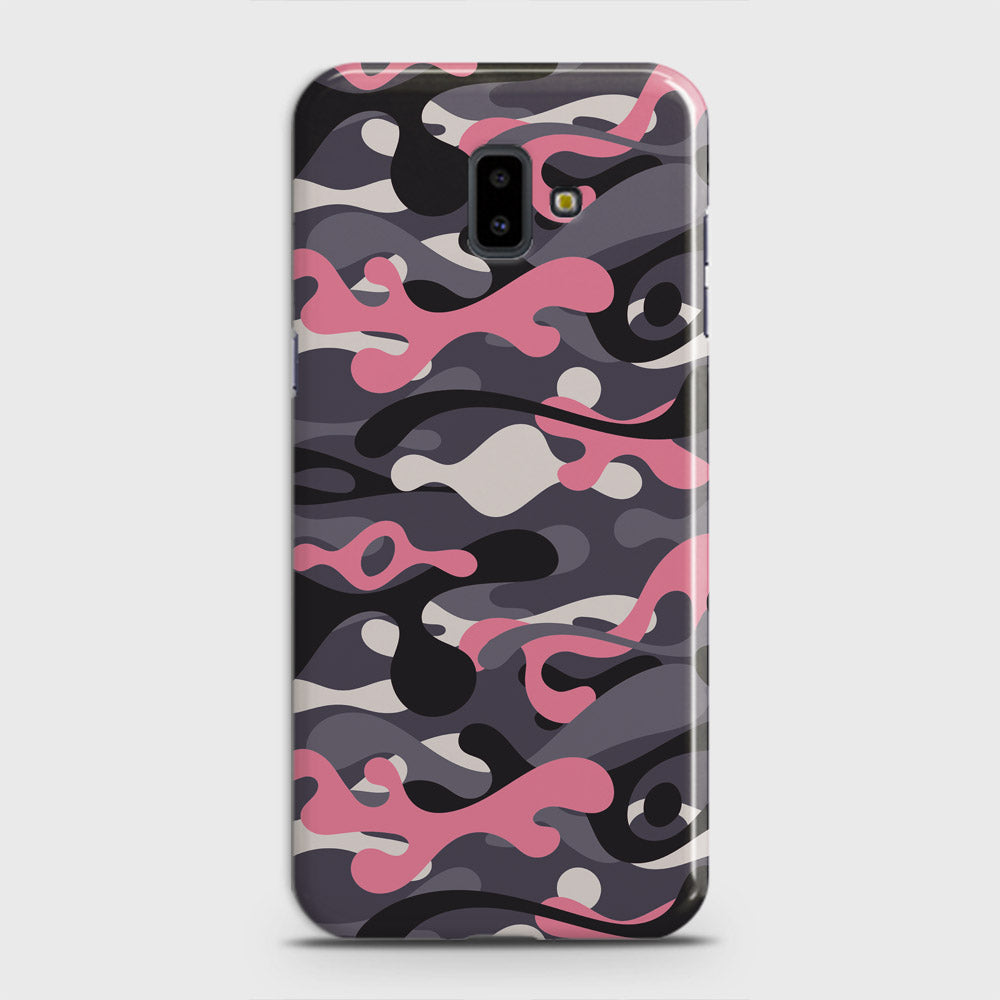 Samsung Galaxy J6 Plus 2018 Cover - Camo Series - Pink & Grey Design - Matte Finish - Snap On Hard Case with LifeTime Colors Guarantee