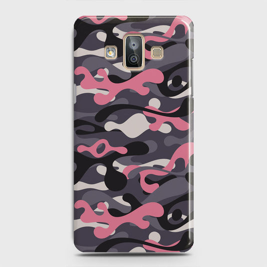 Samsung Galaxy J7 Duo Cover - Camo Series - Pink & Grey Design - Matte Finish - Snap On Hard Case with LifeTime Colors Guarantee