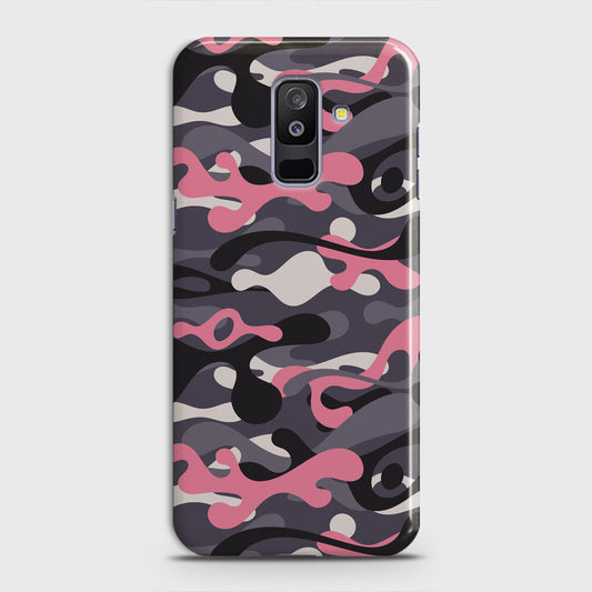 Samsung Galaxy J8 2018 Cover - Camo Series - Pink & Grey Design - Matte Finish - Snap On Hard Case with LifeTime Colors Guarantee