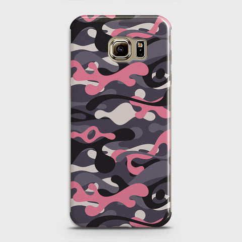 Samsung Galaxy S6 Edge Cover - Camo Series - Pink & Grey Design - Matte Finish - Snap On Hard Case with LifeTime Colors Guarantee