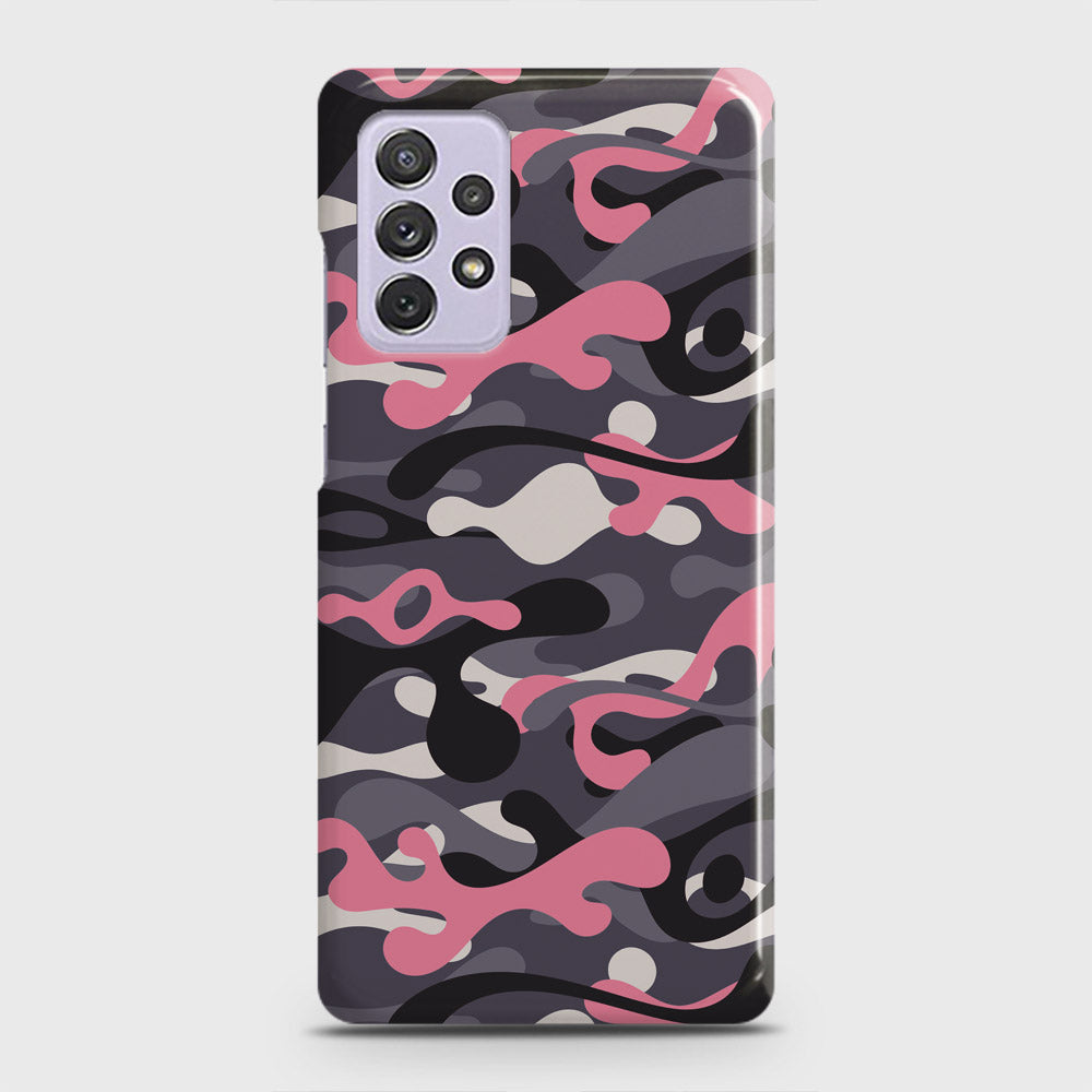 Samsung Galaxy A72 Cover - Camo Series - Pink & Grey Design - Matte Finish - Snap On Hard Case with LifeTime Colors Guarantee