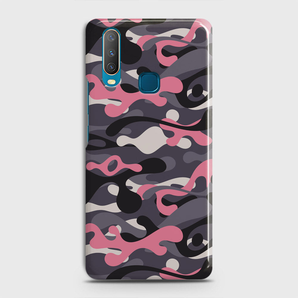 Vivo Y11 2019 Cover - Camo Series - Pink & Grey Design - Matte Finish - Snap On Hard Case with LifeTime Colors Guarantee