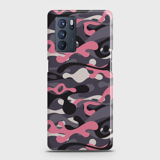 Oppo Reno 6 Pro 5G Cover - Camo Series - Pink & Grey Design - Matte Finish - Snap On Hard Case with LifeTime Colors Guarantee