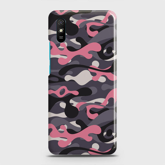 Xiaomi Redmi 9A Cover - Camo Series - Pink & Grey Design - Matte Finish - Snap On Hard Case with LifeTime Colors Guarantee