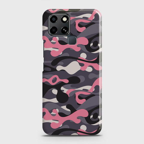 Infinix Smart 6 Cover - Camo Series - Pink & Grey Design - Matte Finish - Snap On Hard Case with LifeTime Colors Guarantee