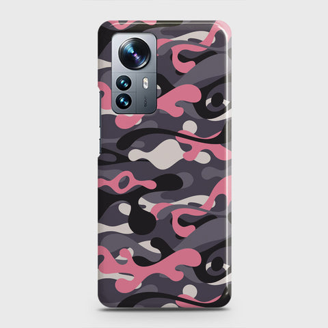 Xiaomi 12 Cover - Camo Series - Pink & Grey Design - Matte Finish - Snap On Hard Case with LifeTime Colors Guarantee