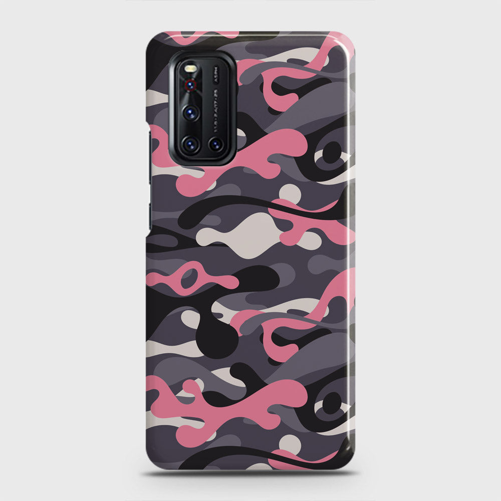 Vivo V19  Cover - Camo Series - Pink & Grey Design - Matte Finish - Snap On Hard Case with LifeTime Colors Guarantee