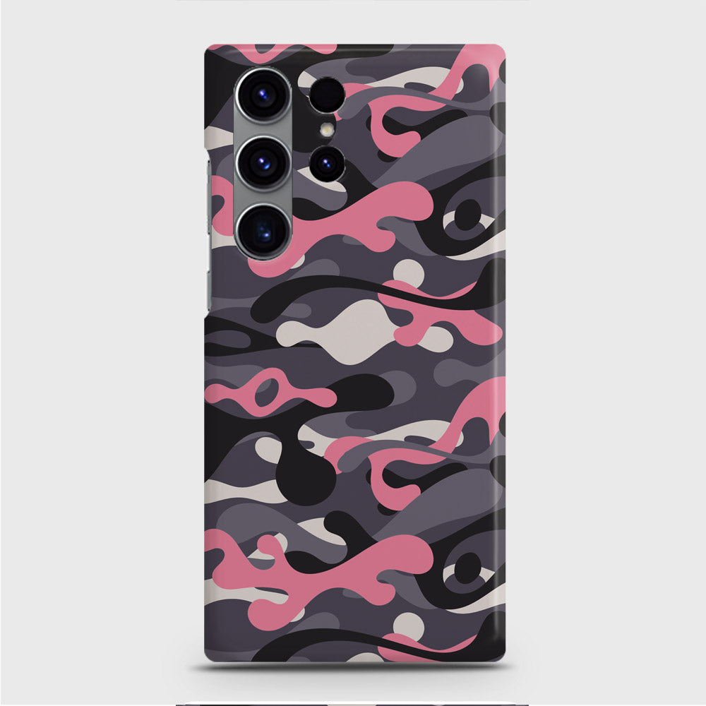 Samsung Galaxy S23 Ultra Cover - Camo Series - Pink & Grey Design - Matte Finish - Snap On Hard Case with LifeTime Colors Guarantee