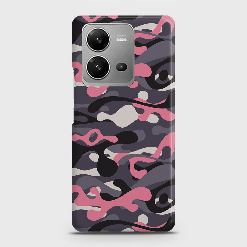 Vivo V25 Cover - Camo Series - Pink & Grey Design - Matte Finish - Snap On Hard Case with LifeTime Colors Guarantee