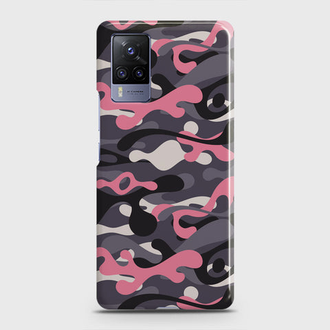 Vivo X60 Pro  Cover - Camo Series - Pink & Grey Design - Matte Finish - Snap On Hard Case with LifeTime Colors Guarantee