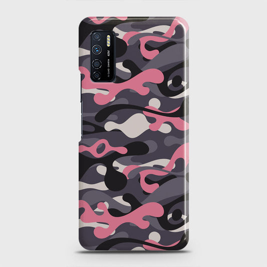 Infinix Note 7 Lite Cover - Camo Series - Pink & Grey Design - Matte Finish - Snap On Hard Case with LifeTime Colors Guarantee