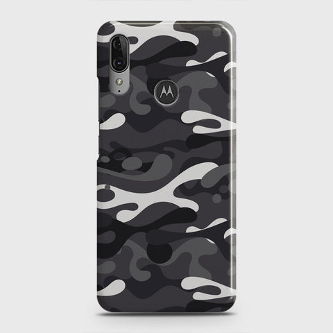 Motorola Moto E6 Plus Cover - Camo Series - White & Grey Design - Matte Finish - Snap On Hard Case with LifeTime Colors Guarantee