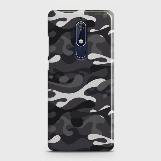 Nokia 5.1 Cover - Camo Series - White & Grey Design - Matte Finish - Snap On Hard Case with LifeTime Colors Guarantee
