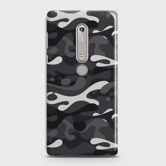 Nokia 6.1 Cover - Camo Series - White & Grey Design - Matte Finish - Snap On Hard Case with LifeTime Colors Guarantee