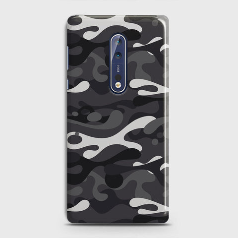 Nokia 8 Cover - Camo Series - White & Grey Design - Matte Finish - Snap On Hard Case with LifeTime Colors Guarantee