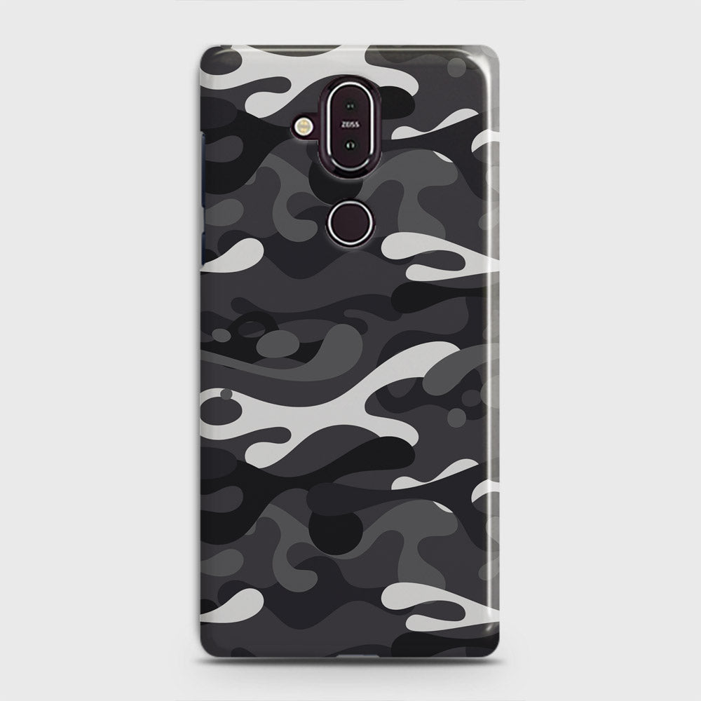 Nokia 8.1 Cover - Camo Series - White & Grey Design - Matte Finish - Snap On Hard Case with LifeTime Colors Guarantee