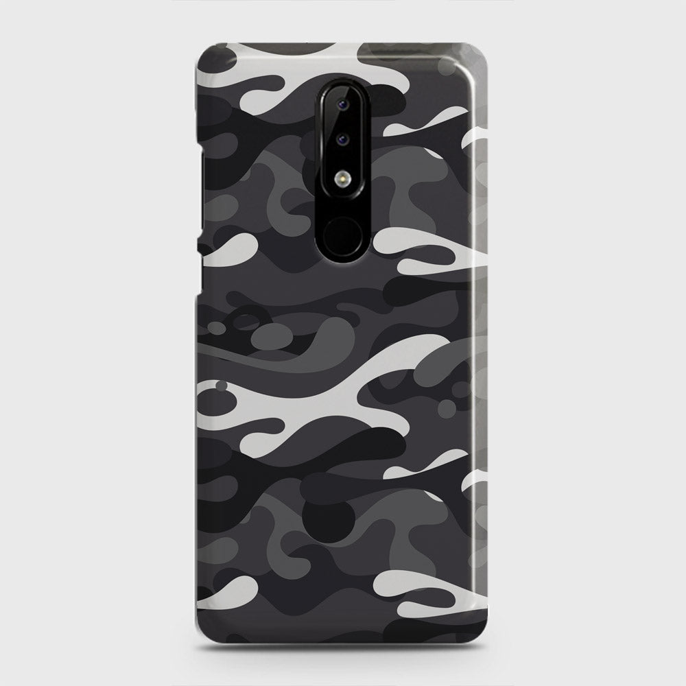 Nokia 5.1 Plus / Nokia X5  Cover - Camo Series - White & Grey Design - Matte Finish - Snap On Hard Case with LifeTime Colors Guarantee