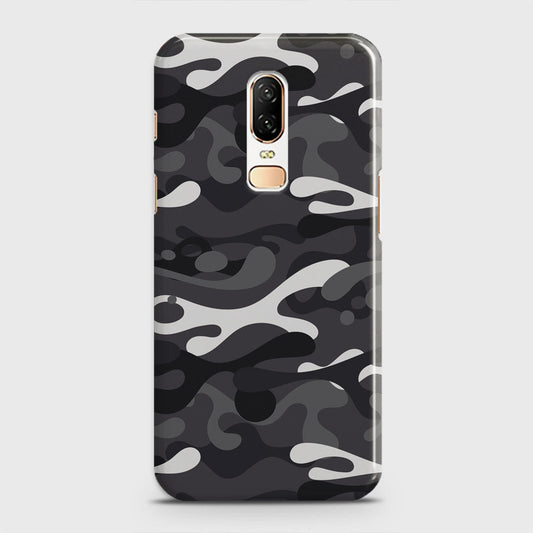 OnePlus 6  Cover - Camo Series - White & Grey Design - Matte Finish - Snap On Hard Case with LifeTime Colors Guarantee