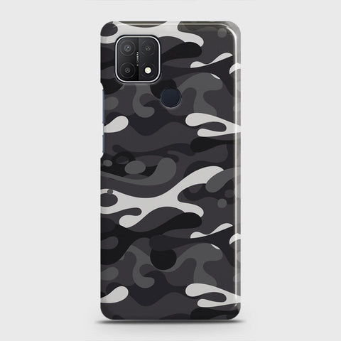 Oppo A15 Cover - Camo Series - White & Grey Design - Matte Finish - Snap On Hard Case with LifeTime Colors Guarantee