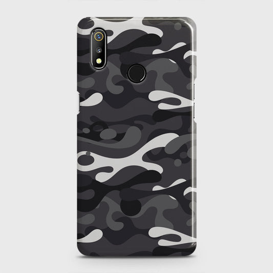 Realme 3 Cover - Camo Series - White & Grey Design - Matte Finish - Snap On Hard Case with LifeTime Colors Guarantee