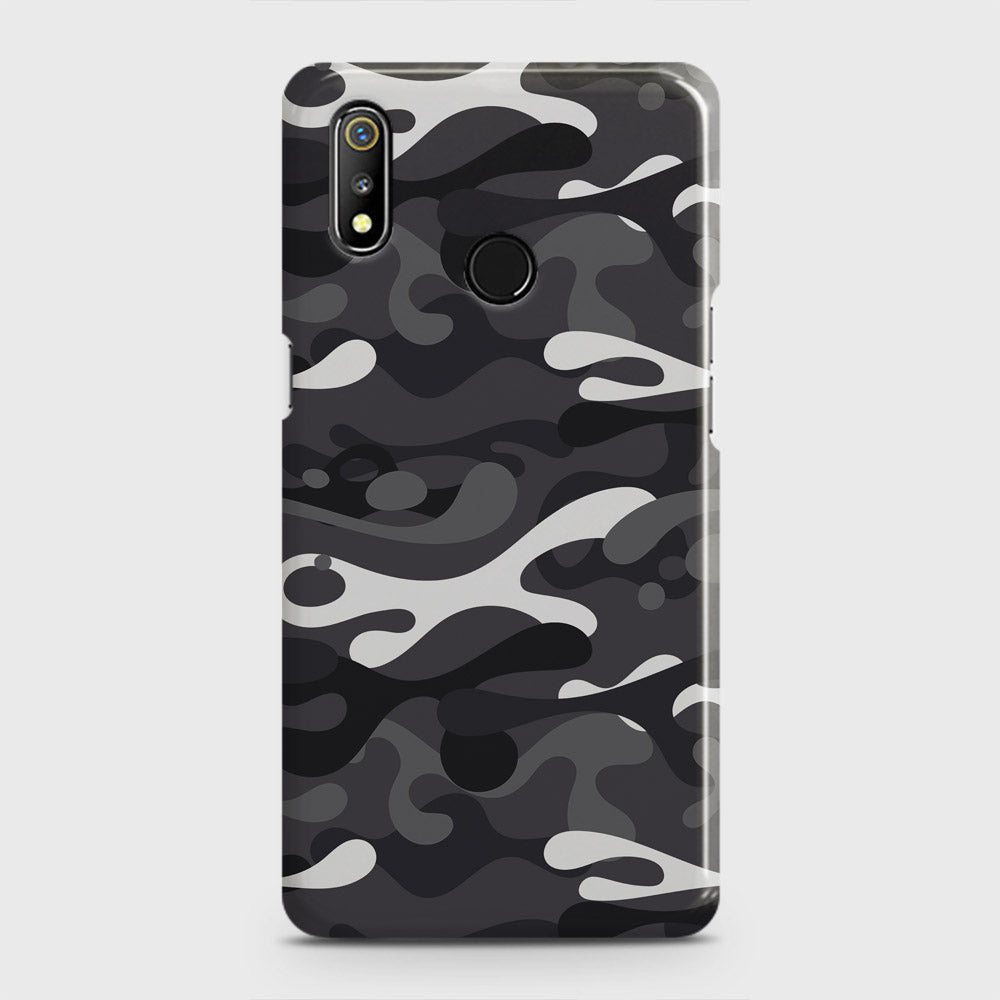 Realme 3 Pro Cover - Camo Series - White & Grey Design - Matte Finish - Snap On Hard Case with LifeTime Colors Guarantee