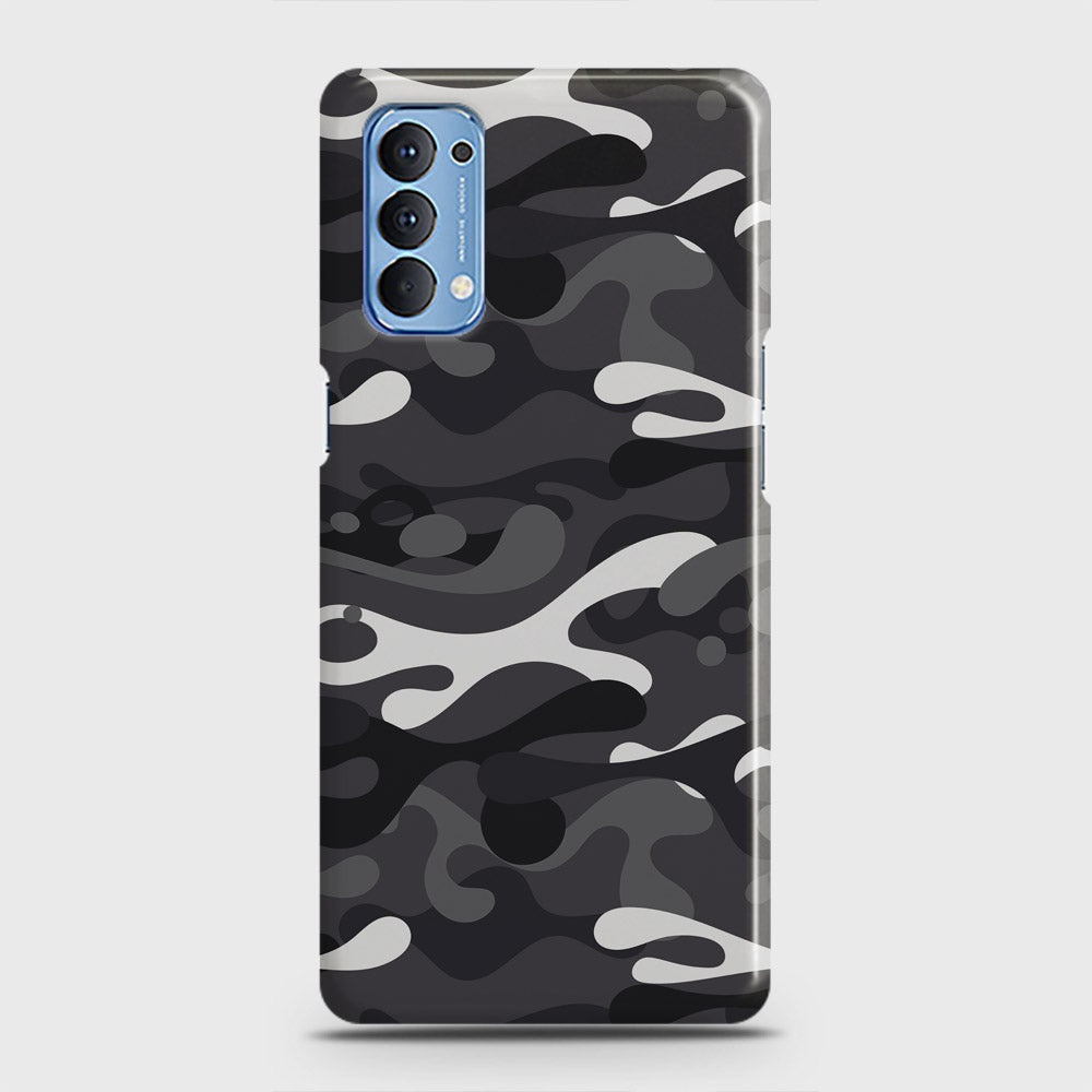 Oppo Reno 4 4G Cover - Camo Series - White & Grey Design - Matte Finish - Snap On Hard Case with LifeTime Colors Guarantee