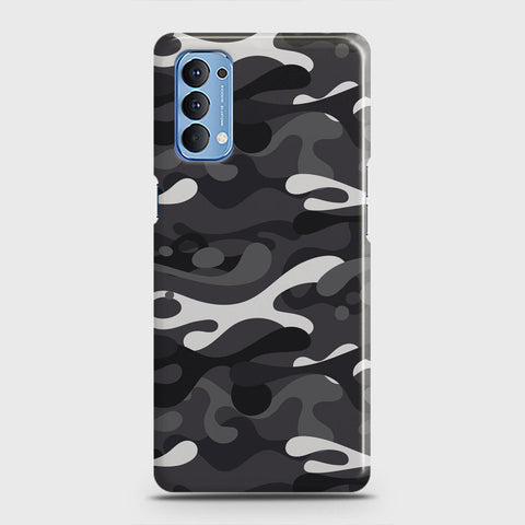 Oppo Reno 4 4G Cover - Camo Series - White & Grey Design - Matte Finish - Snap On Hard Case with LifeTime Colors Guarantee