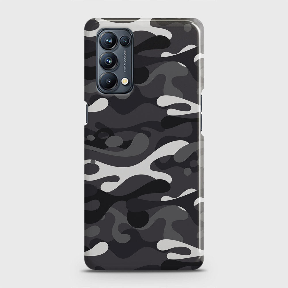 Oppo Reno 5 4G Cover - Camo Series - White & Grey Design - Matte Finish - Snap On Hard Case with LifeTime Colors Guarantee