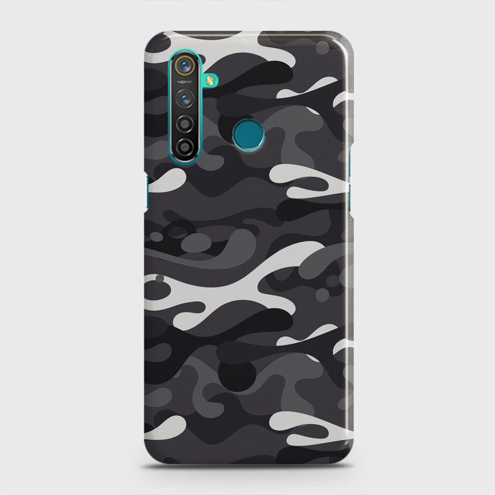 Realme 5 Cover - Camo Series - White & Grey Design - Matte Finish - Snap On Hard Case with LifeTime Colors Guarantee
