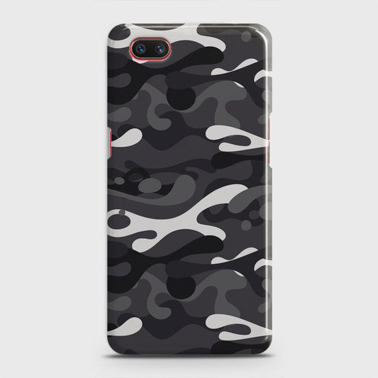Realme C2 with out flash light hole Cover - Camo Series - White & Grey Design - Matte Finish - Snap On Hard Case with LifeTime Colors Guarantee