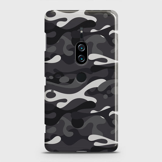 Sony Xperia XZ2 Premium Cover - Camo Series - White & Grey Design - Matte Finish - Snap On Hard Case with LifeTime Colors Guarantee