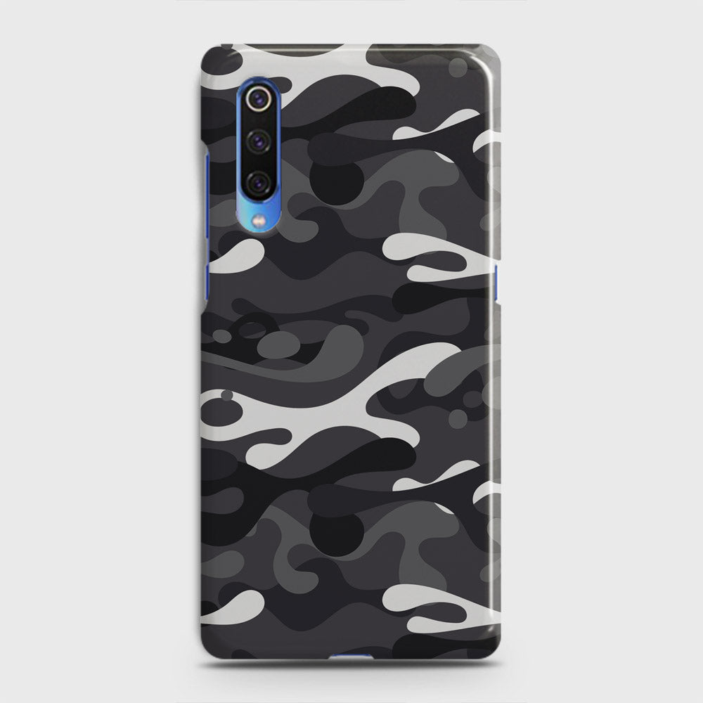 Xiaomi Mi 9 Cover - Camo Series - White & Grey Design - Matte Finish - Snap On Hard Case with LifeTime Colors Guarantee