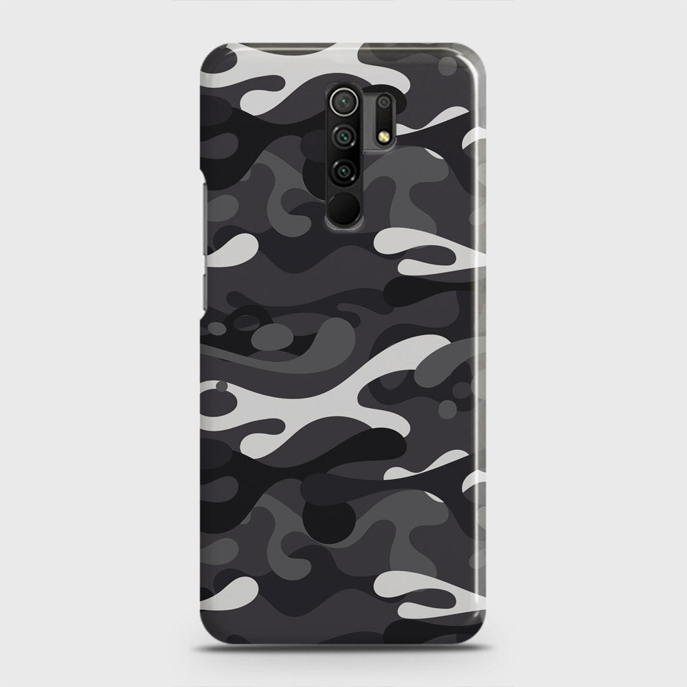 Xiaomi Redmi 9 Cover - Camo Series - White & Grey Design - Matte Finish - Snap On Hard Case with LifeTime Colors Guarantee