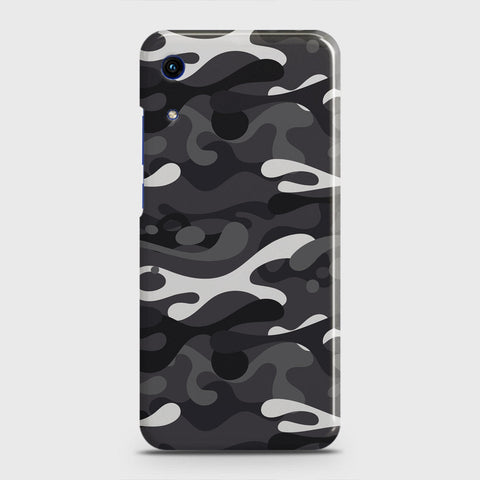 Honor 8A Without Sensor Cut Cover - Camo Series - White & Grey Design - Matte Finish - Snap On Hard Case with LifeTime Colors Guarantee