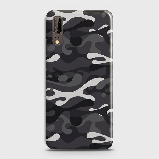 Huawei P20 Cover - Camo Series - White & Grey Design - Matte Finish - Snap On Hard Case with LifeTime Colors Guarantee