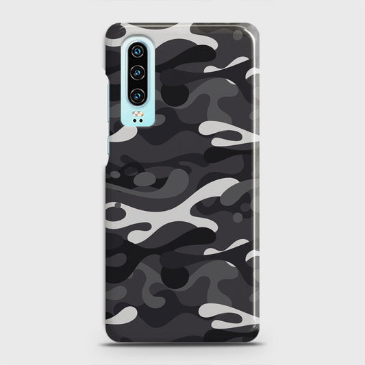 Huawei P30 Cover - Camo Series - White & Grey Design - Matte Finish - Snap On Hard Case with LifeTime Colors Guarantee