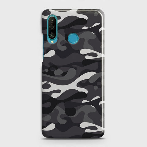 Huawei P30 lite Cover - Camo Series - White & Grey Design - Matte Finish - Snap On Hard Case with LifeTime Colors Guarantee