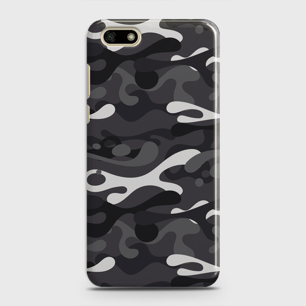 Huawei Y5 Prime 2018 Cover - Camo Series - White & Grey Design - Matte Finish - Snap On Hard Case with LifeTime Colors Guarantee