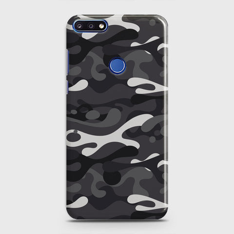 Huawei Y7 Prime 2018 Cover - Camo Series - White & Grey Design - Matte Finish - Snap On Hard Case with LifeTime Colors Guarantee