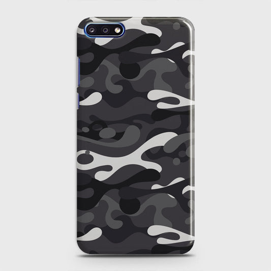 Huawei Y7 Pro 2018 Cover - Camo Series - White & Grey Design - Matte Finish - Snap On Hard Case with LifeTime Colors Guarantee