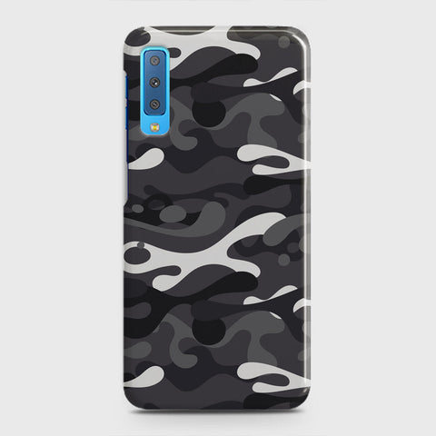 Samsung Galaxy A7 2018 Cover - Camo Series - White & Grey Design - Matte Finish - Snap On Hard Case with LifeTime Colors Guarantee