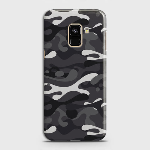 Samsung Galaxy A8 2018 Cover - Camo Series - White & Grey Design - Matte Finish - Snap On Hard Case with LifeTime Colors Guarantee