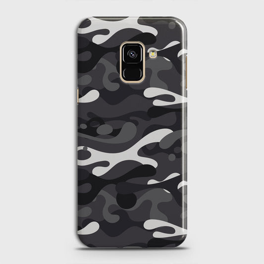 Samsung Galaxy A8 Plus 2018 Cover - Camo Series - White & Grey Design - Matte Finish - Snap On Hard Case with LifeTime Colors Guarantee