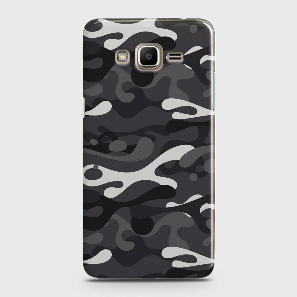 Samsung Galaxy Grand Prime Cover - Camo Series - White & Grey Design - Matte Finish - Snap On Hard Case with LifeTime Colors Guarantee